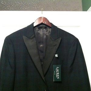 RALPH LAUREN MENS NEW NAVY/GREEN 100%WOOL EVENING JACKET SIZE: 40R